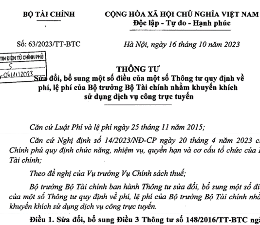 Giảm một số loại phí, lệ phí sở hữu công nghiệp lên đến 50% trong vòng 2 năm theo Thông tư số 63/2023/TT- BTC Giảm một số loại phí lệ phí sở hữu công nghiệp lên đến 50% trong vòng 2 năm theo Thông tư số 63/2023/TT- BTC, Giảm một số loại phí lệ phí sở hữu công nghiệp lên đến 50% trong vòng 2 năm, Thông tư số 63/2023/TT- BTC,