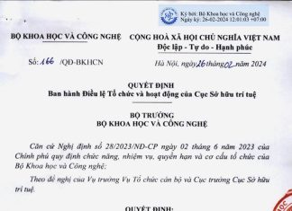 Cục Sở hữu trí tuệ Việt Nam ban hành Điều lệ Tổ chức và hoạt động Cục Sở hữu trí tuệ Việt Nam ban hành Điều lệ Tổ chức và hoạt động, Cục Sở hữu trí tuệ ban hành Điều lệ Tổ chức và hoạt động , Điều lệ Tổ chức và hoạt động Cục Sở hữu trí tuệ Việt Nam ,