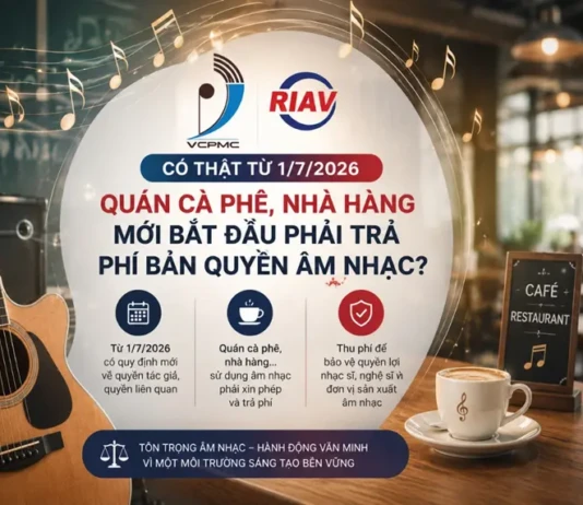Có thật từ 1/7/2026 quán cà phê, nhà hàng mới bắt đầu phải trả phí bản quyền âm nhạc? phí bản quyền âm nhạc quán cà phê, Nghị định 134/2026/NĐ-CP, quy định bản quyền nhà hàng 2026, cách tính tiền bản quyền âm nhạc, VCPMC RIAV bản quyền, lương cơ sở 2.53 triệu, phí bản quyền tối đa 20 triệu,